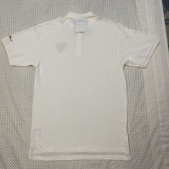 Reason Clothing Keith Haring Embroidered Heart Polo Shirt White Men Lrg New Tag - Picture 11 of 11